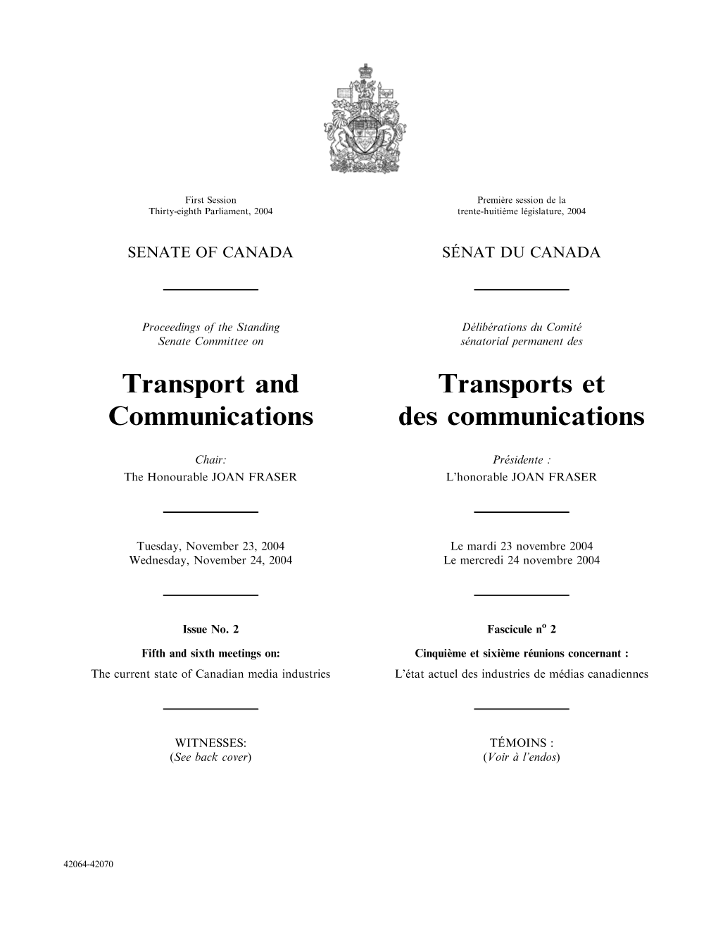 Transport and Communications Transports Et Des Communications