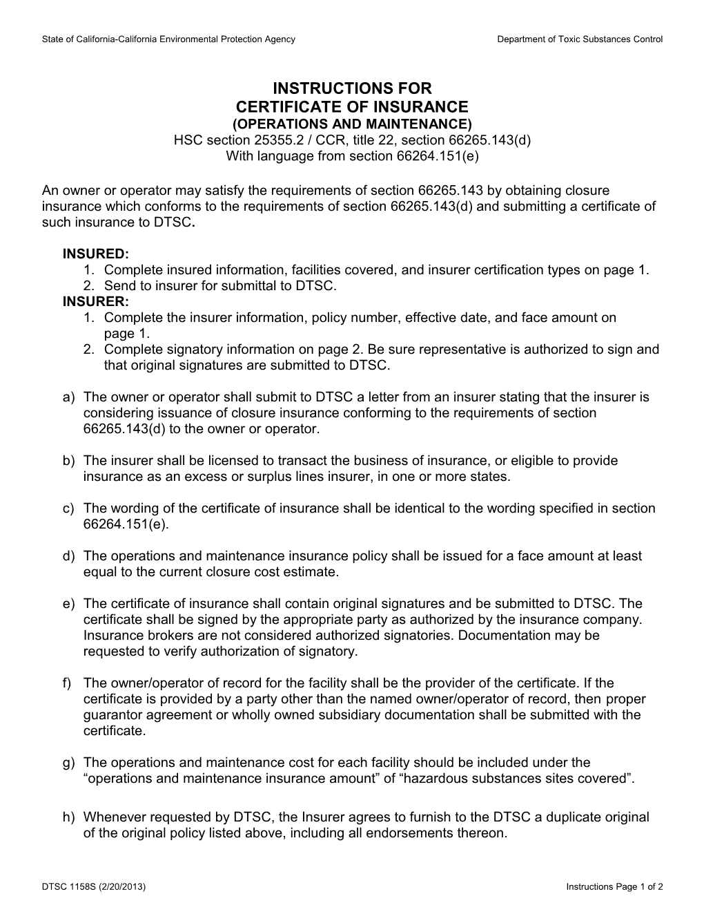 Certificate of Insurance Closure/Post Closure s1