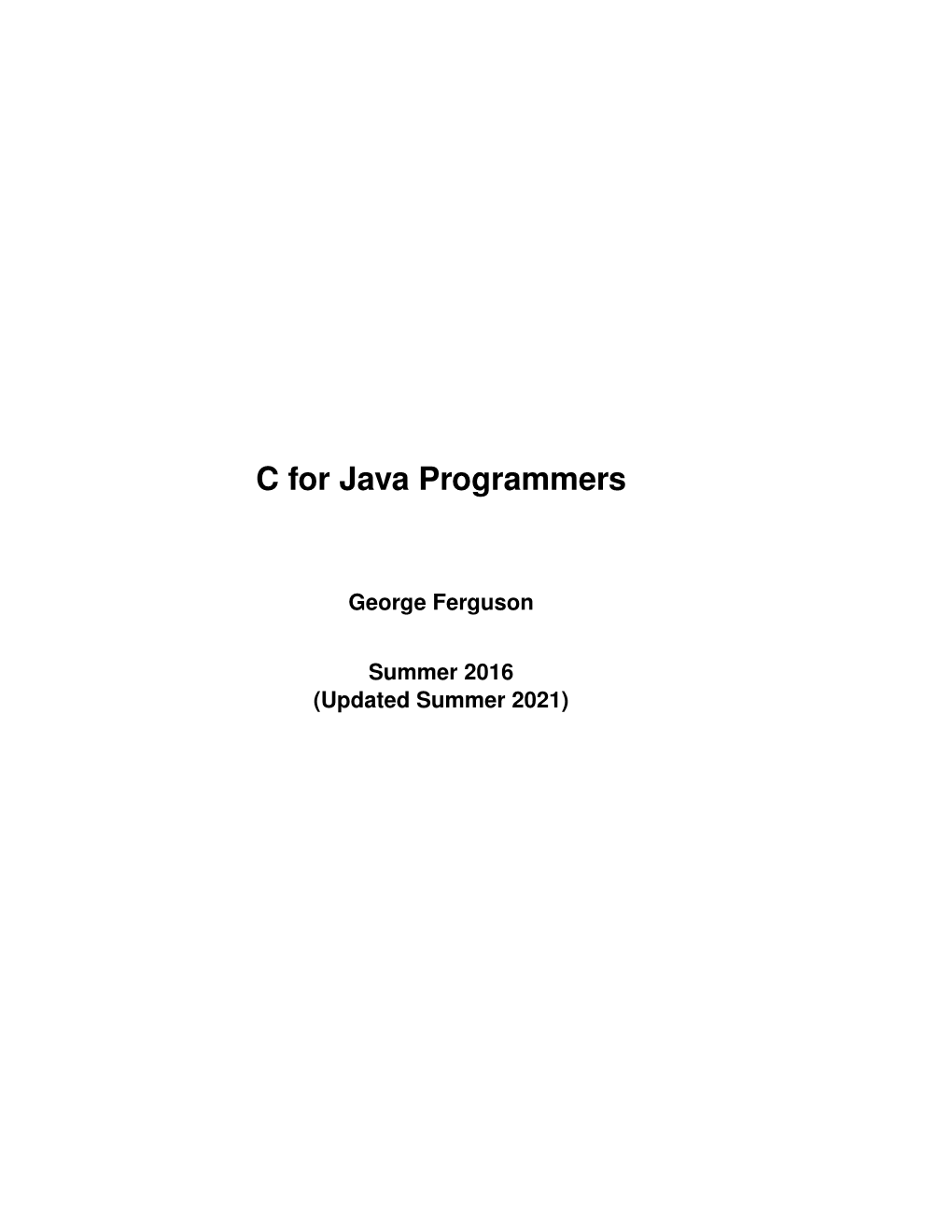 C for Java Programmers