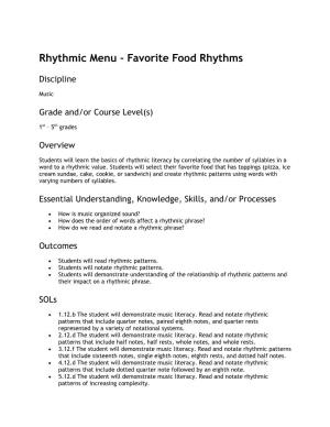 Rhythmic Menu - Favorite Food Rhythms