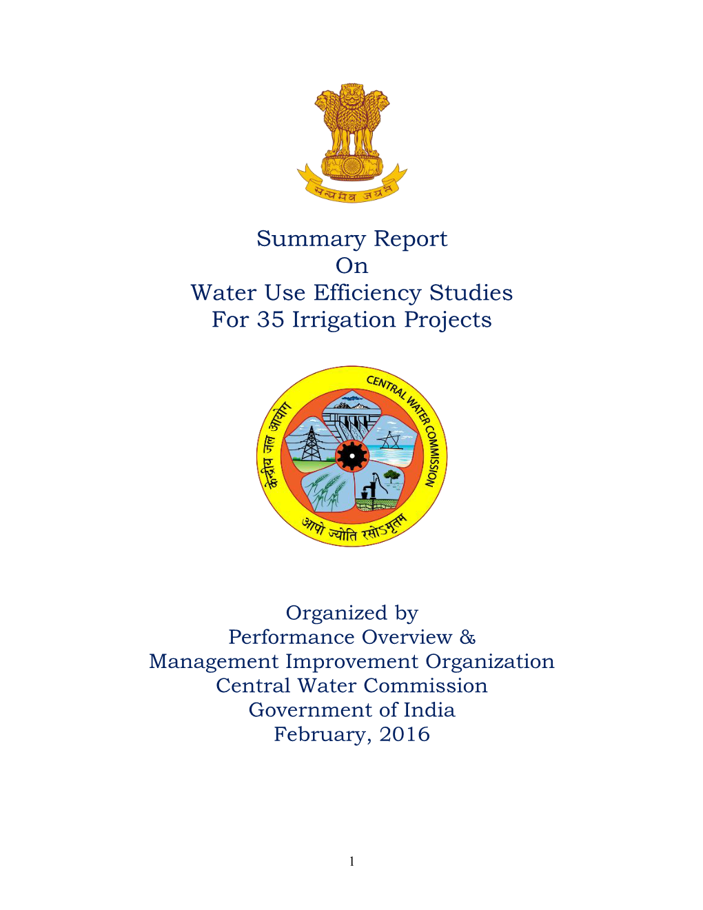 Summary Report on Water Use Efficiency Studies for 35 Irrigation Projects