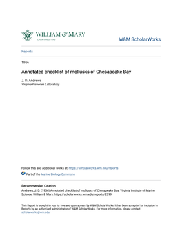 Annotated Checklist of Mollusks of Chesapeake Bay