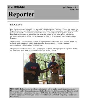 Big Thicket Reporter, Issue