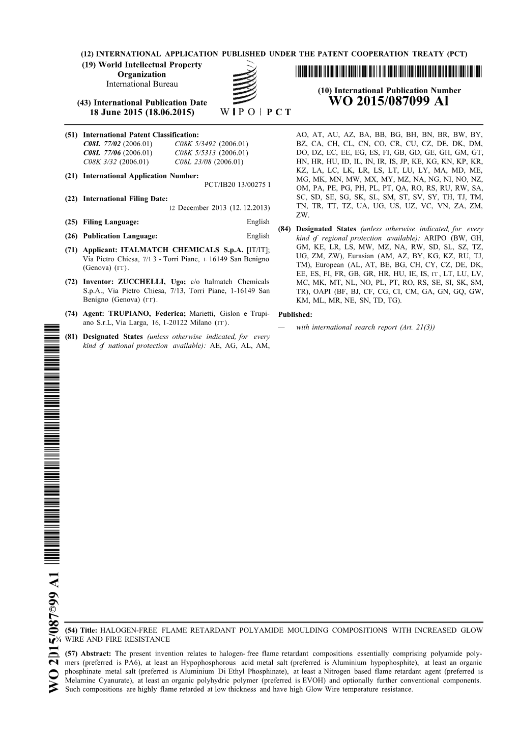 WO 2015/087099 Al 18 June 2015 (18.06.2015) W P O P C T