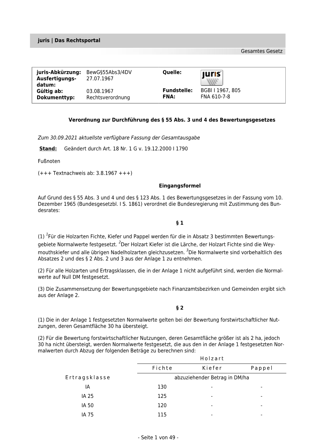 Datum: Gültig Ab: 03.08.1967 Fundstelle: Bgbl I 1967, 805 Dokumenttyp: Rechtsverordnung FNA: FNA 610-7-8