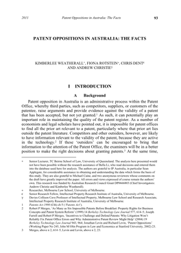 Patent Oppositions in Australia: the Facts 93