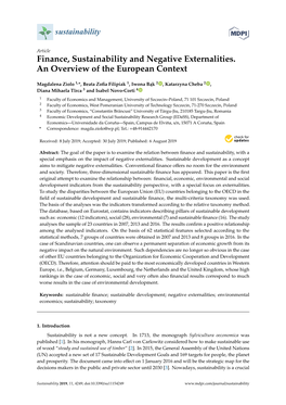 Finance, Sustainability and Negative Externalities. an Overview of the European Context