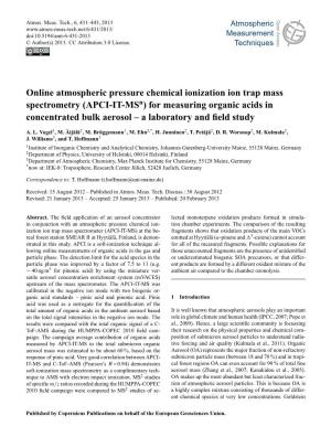 Online Atmospheric Pressure Chemical Ionization Ion Trap Mass Spectrometry