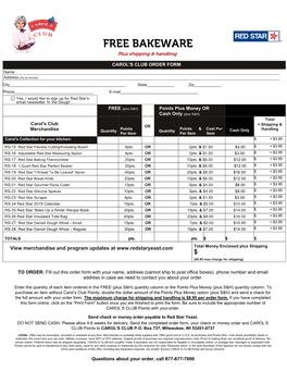 FREE BAKEWARE Plus Shipping & Handling