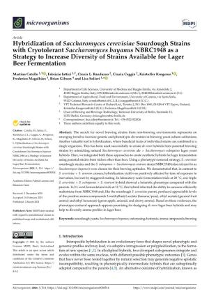 Hybridization of Saccharomyces Cerevisiae Sourdough Strains with Cryotolerant Saccharomyces Bayanus NBRC1948 As a Strategy to In