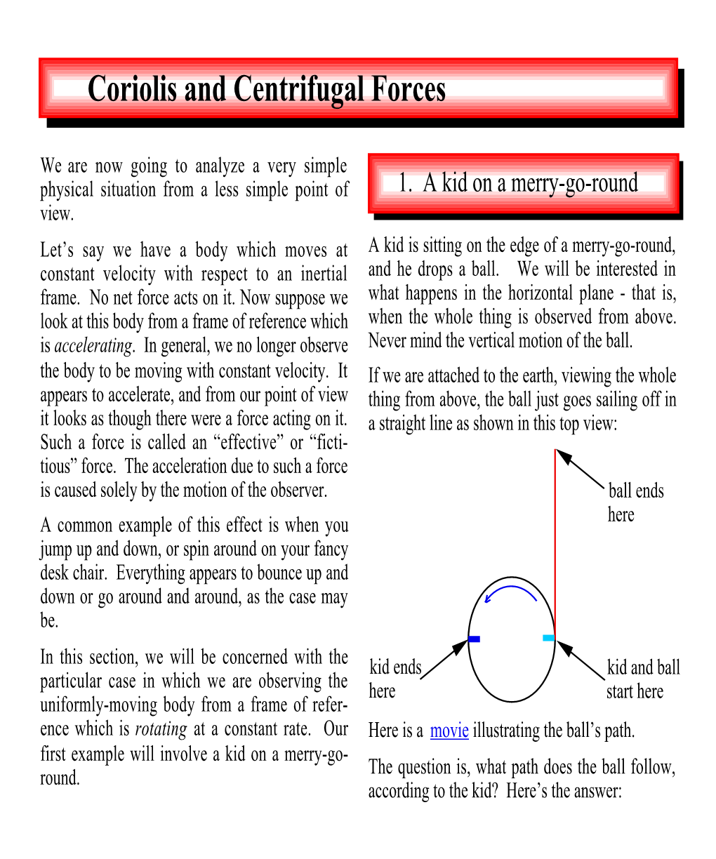 Coriolis And Centrifugal Forces Docslib