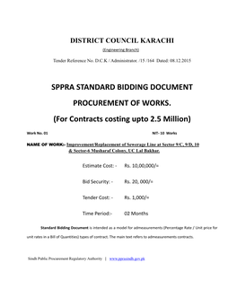 Sppra Standard Bidding Document Procurement of Works