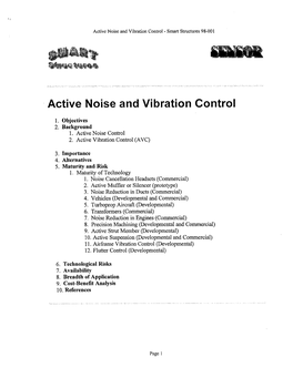 Active Noise and Vibration Control - Smart Structures 98-001