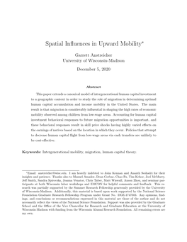 Spatial Influences in Upward Mobility