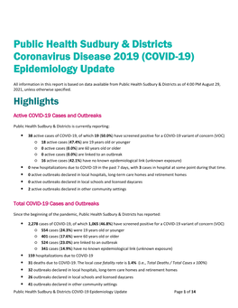 (COVID-19) Epidemiology Update