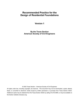 Recommended Practice for the Design of Residential Foundations