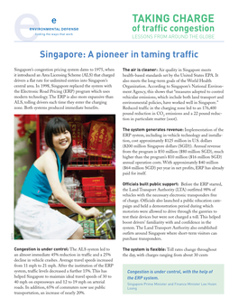 Singapore: a Pioneer in Taming Traffic