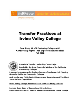 Transfer Practices at Irvine Valley College