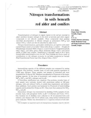 Nitrogen Transformations in Soils Beneath Red Alder and Conifers