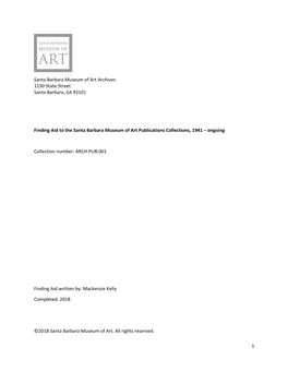 1 Santa Barbara Museum of Art Archives 1130 State Street Santa