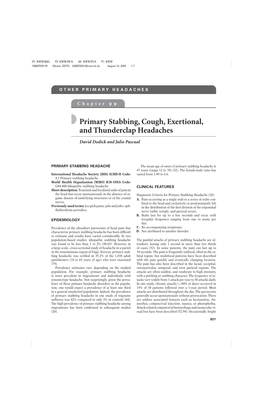 Primary Stabbing, Cough, Exertional, and Thunderclap Headaches