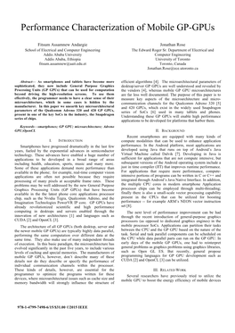 Performance Characterization of Mobile GP-Gpus