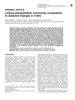 Linking Phytoplankton Community Composition to Seasonal Changes in F-Ratio