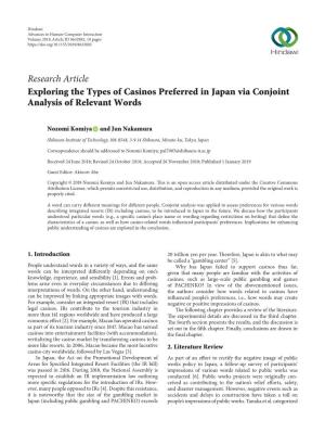 Exploring the Types of Casinos Preferred in Japan Via Conjoint Analysis of Relevant Words