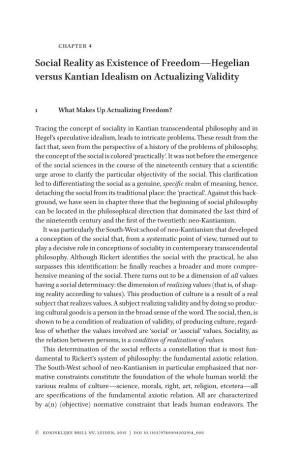 Social Reality As Existence of Freedom—Hegelian Versus Kantian Idealism on Actualizing Validity