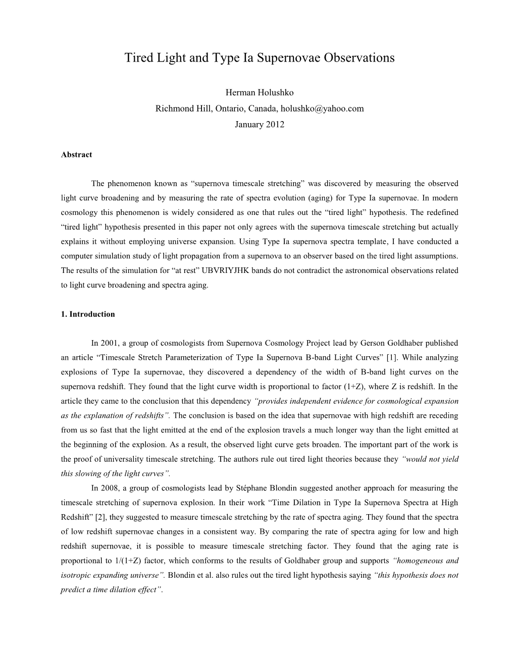 Tired Light and Type Ia Supernovae Observations