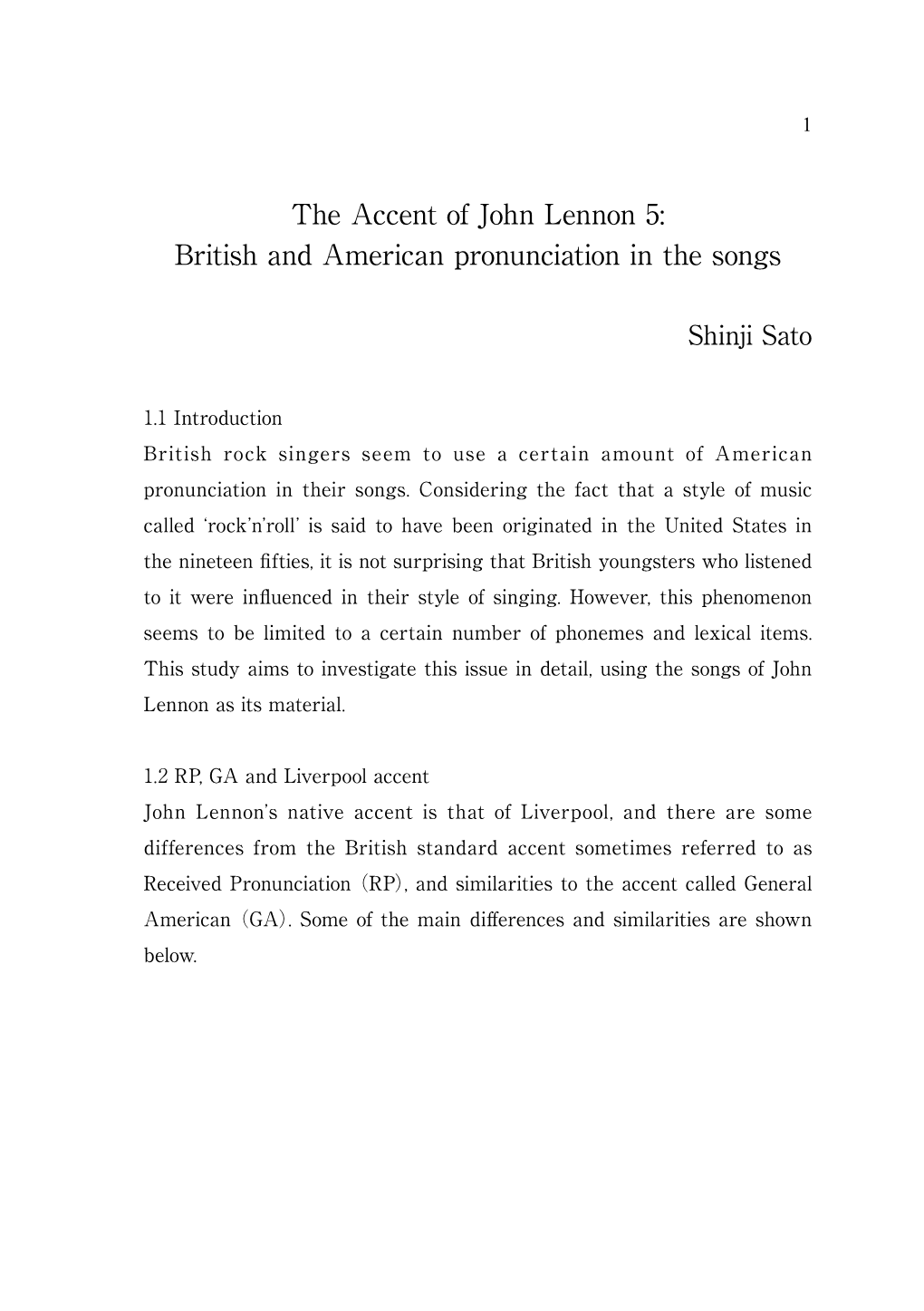 The Accent of John Lennon 5: British and American Pronunciation in the Songs