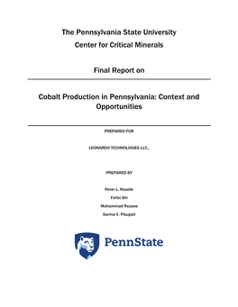 The Pennsylvania State University Center for Critical Minerals Final