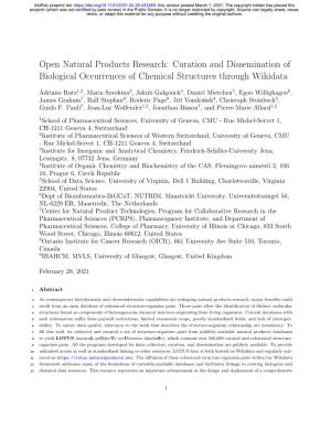 Open Natural Products Research: Curation and Dissemination of Biological Occurrences of Chemical Structures Through Wikidata