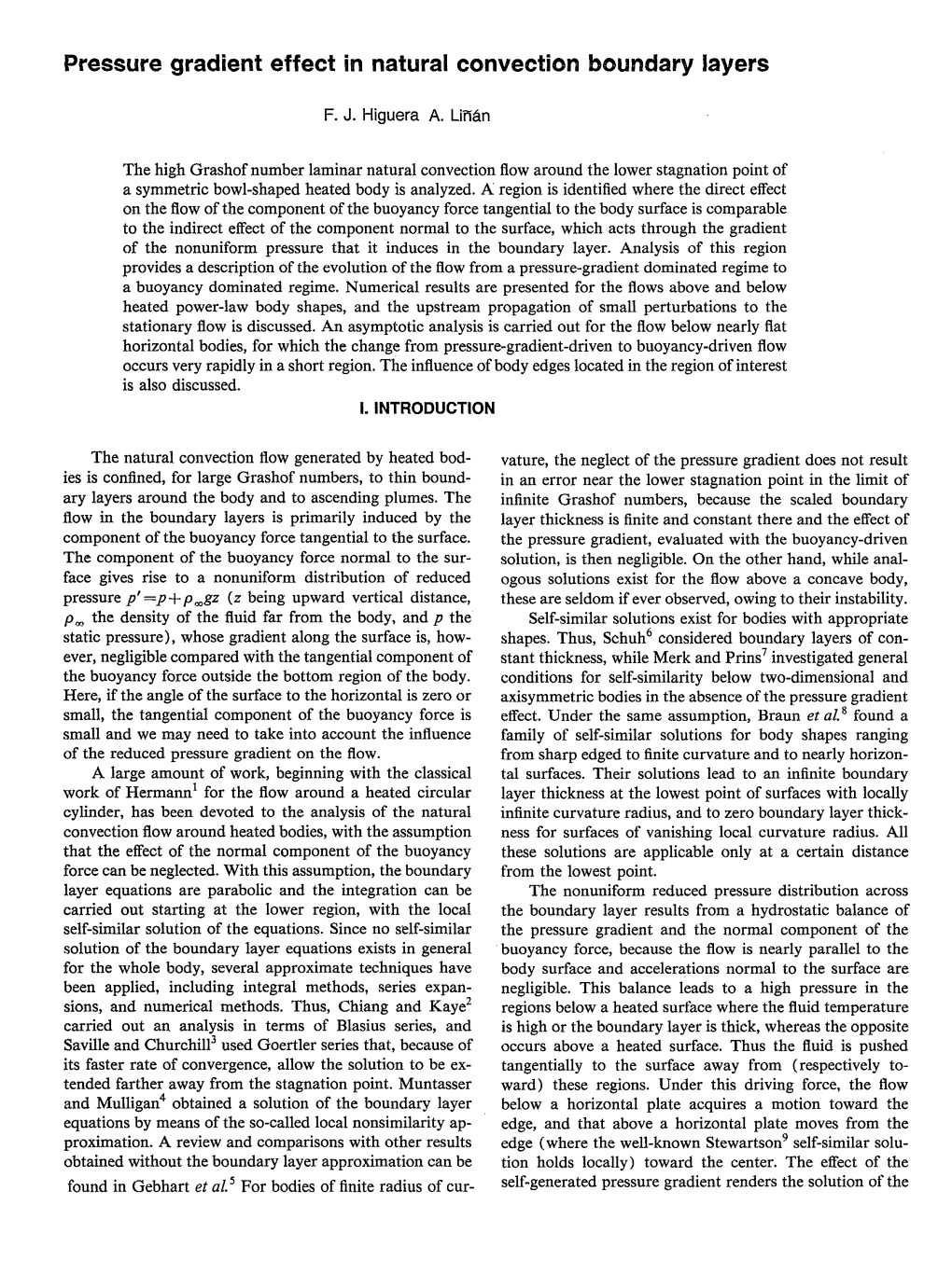 Pressure Gradient Effect in Natural Convection Boundary Layers