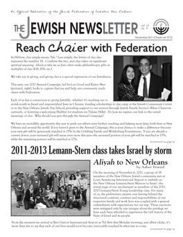 "Aliyah to New Orleans," the Jewish Newsletter, November 2, 2011