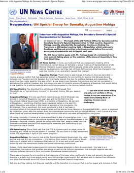 Interview with Augustine Mahiga, the Secretary-General's Special