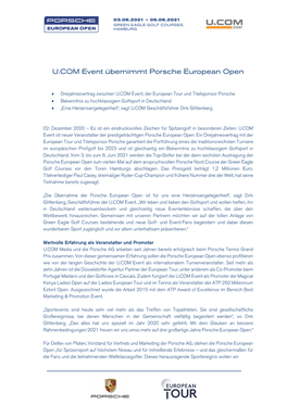 UCOM Übernimmt Porsche European Open