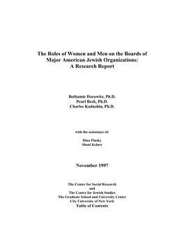 Roles of Women and Men on the Boards of Major American Jewish Organizations.Pdf