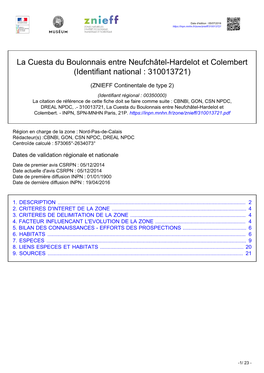 La Cuesta Du Boulonnais Entre Neufchâtel-Hardelot Et Colembert (Identifiant National : 310013721)