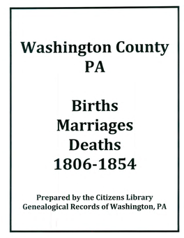 Washington County, PA Births, Marriages, Deaths