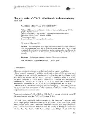 Characterization of PGL(2, P) by Its Order and One Conjugacy Class Size