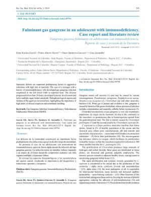 Fulminant Gas Gangrene in an Adolescent with Immunodeficiency
