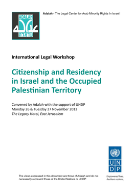 Citizenship and Residency in Israel and the Occupied Palestinian Territory