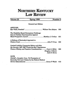 Law Review Volume 25 Spring 1998 Number 3