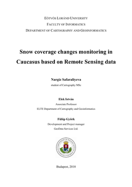 Snow Coverage Changes Monitoring in Caucasus Based on Remote Sensing Data