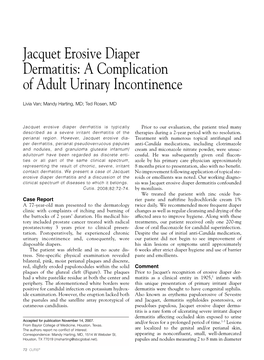 Jacquet Erosive Diaper Dermatitis: a Complication of Adult Urinary Incontinence