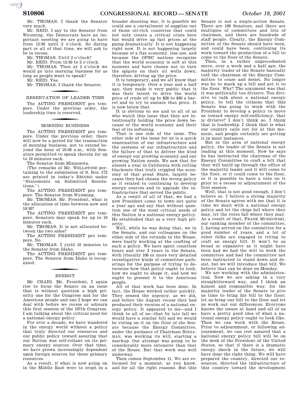 Congressional Record—Senate S10806