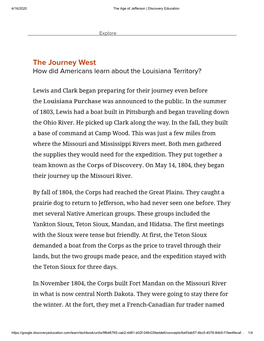 The Journey West How Did Americans Learn About the Louisiana Territory?