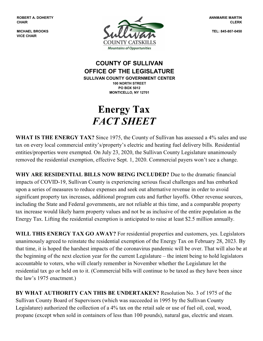 4% Energy Tax Fact Sheet