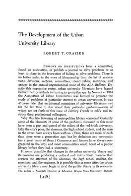 The Development of the Urban University Library
